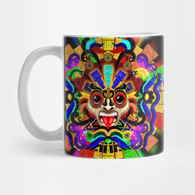 Aztec Warrior Mask Rainbow Colors by BluedarkArt